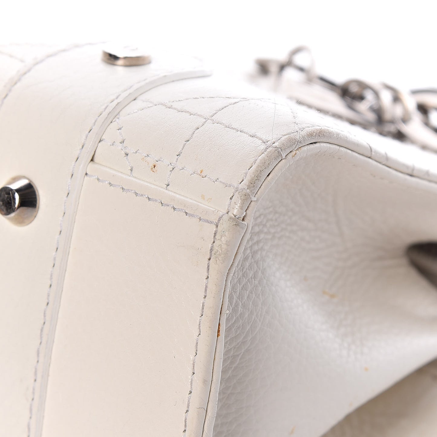 Calfskin Cannage Stitched East West Lady Dior White