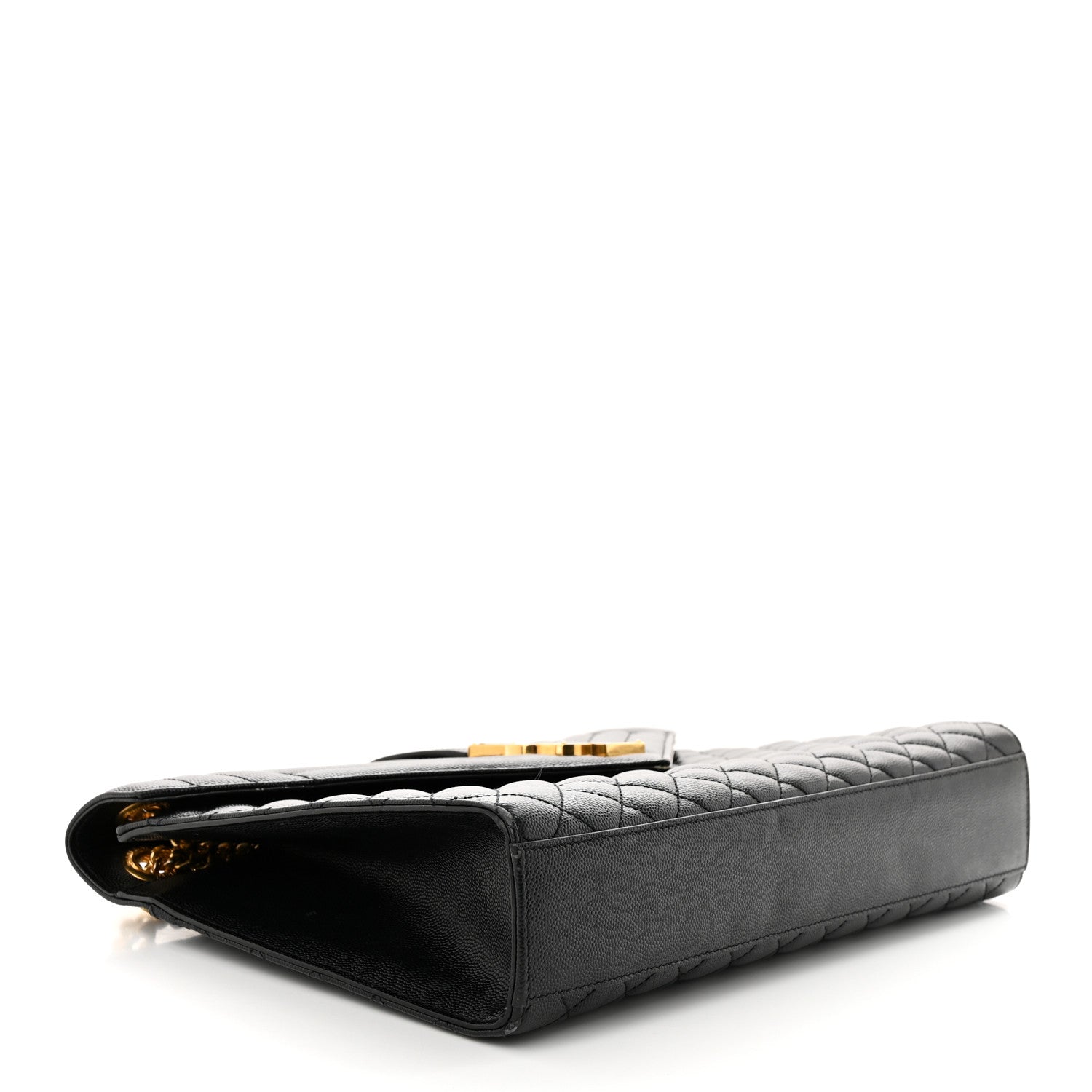 Saint Laurent Grain De Poudre Textured Mixed Matelasse Large Triquilt Monogram Satchel Black 4 of 15