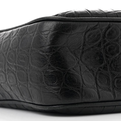 Saint Laurent Calfskin Crocodile Embossed Monogram Lou Camera Bag Black 9 of 10