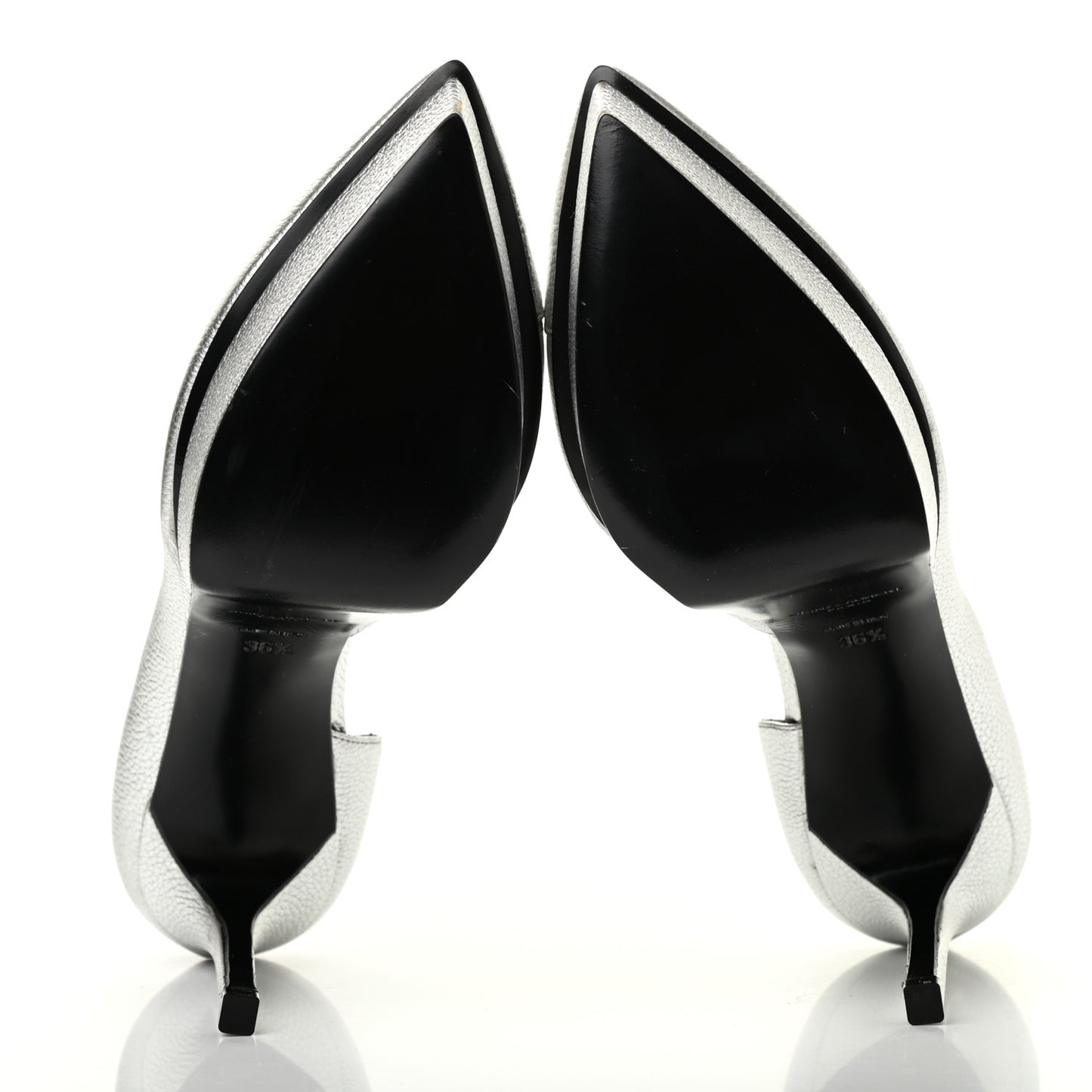 Metallic Grained Calfskin Janis 105 D'Orsay Pumps 36.5 Argento