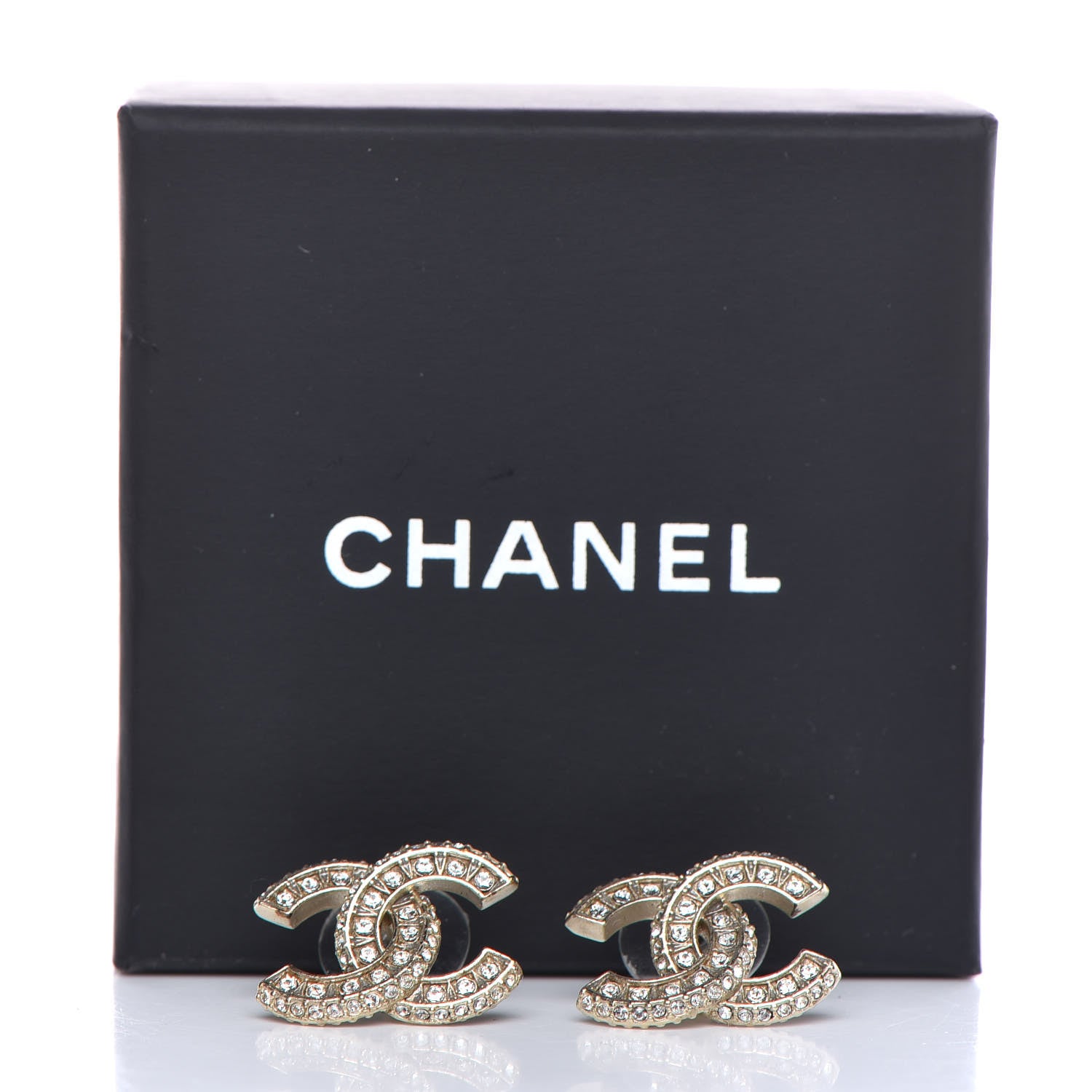 Chanel Crystal CC Earrings Gold 5 of 5