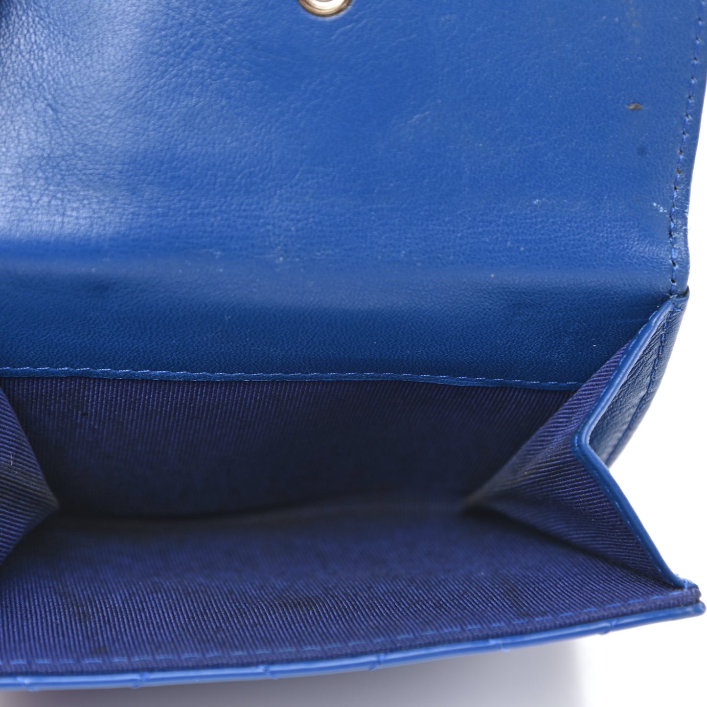 Patent Quilted Compact French Flap Wallet Blue