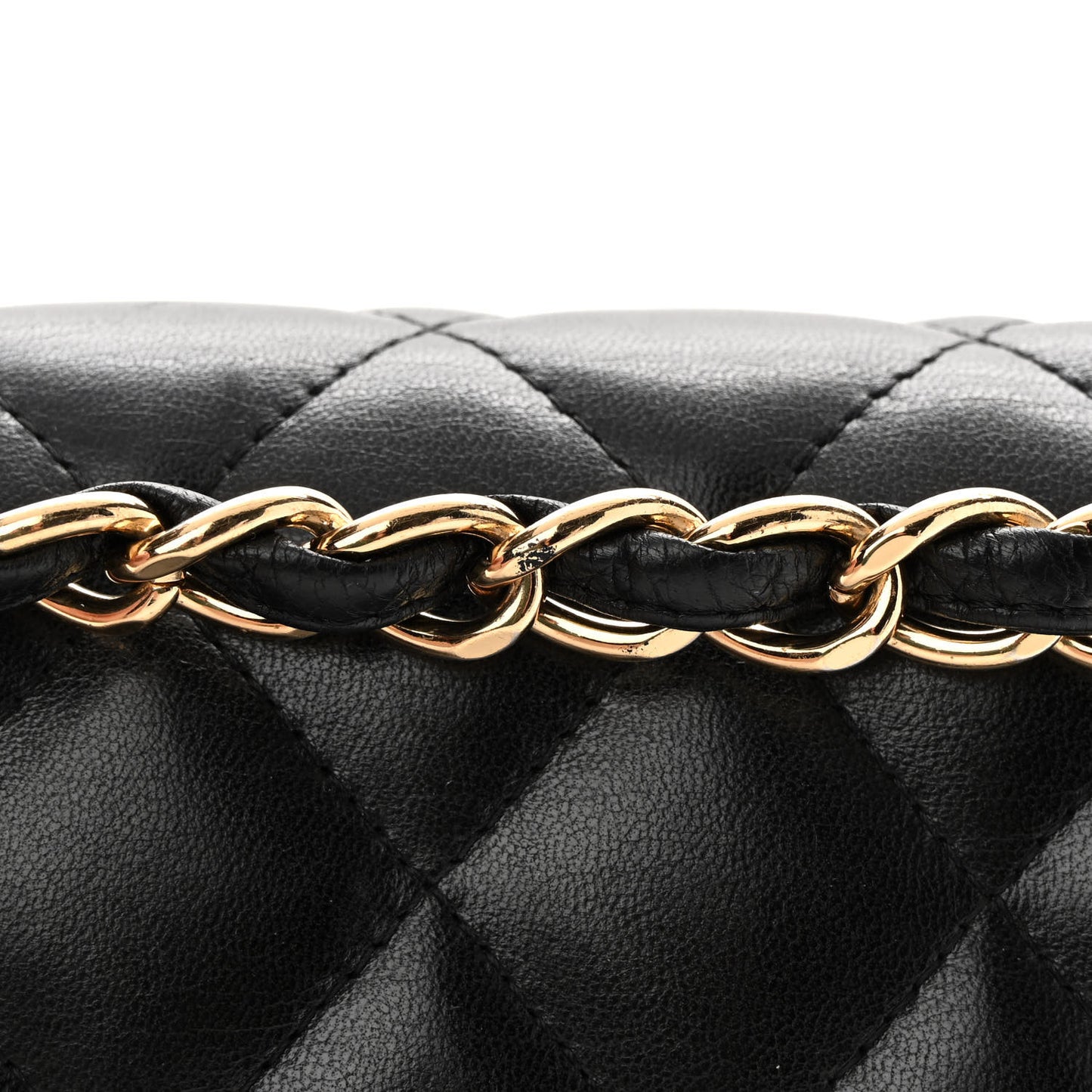 Lambskin Quilted Jumbo Double Flap Black