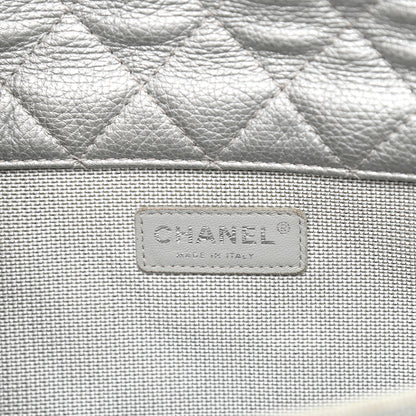 Chanel Metallic Calfskin Quilted XXL Travel Flap Bag Silver 6 of 14