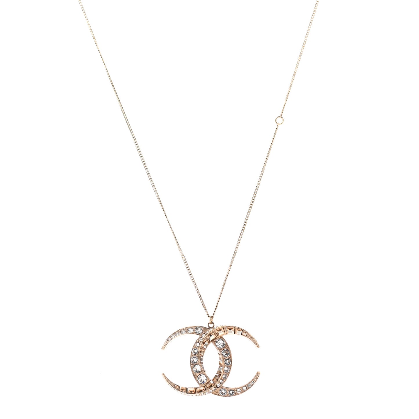 Baguette Crystal Moon CC Necklace Gold