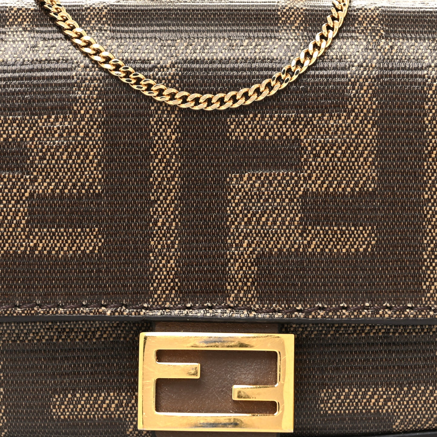 Glazed Fabric FF 1974 Nano Baguette Charm Mogano Panna