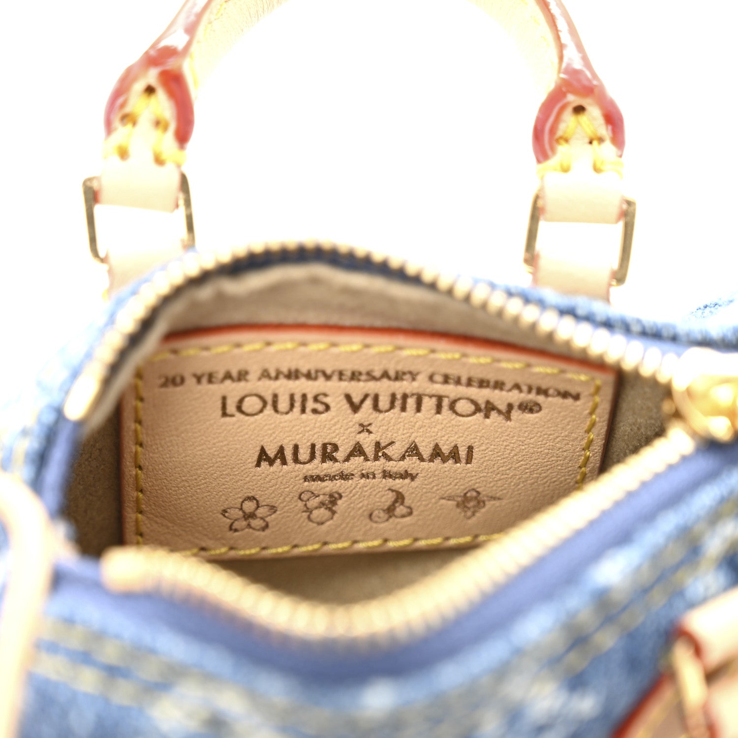 Louis Vuitton LV X TM Monogram Denim Cerises Micro Speedy Bag Charm Blue 4 of 5