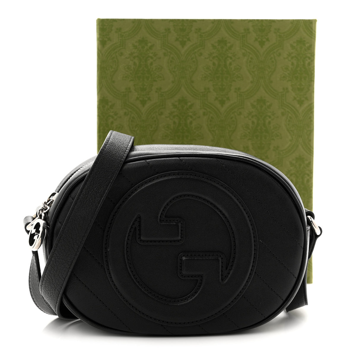 Gucci Sakai Be Green Calfskin Diagonal Stitched Mini Blondie Shoulder Bag Black 13 of 13