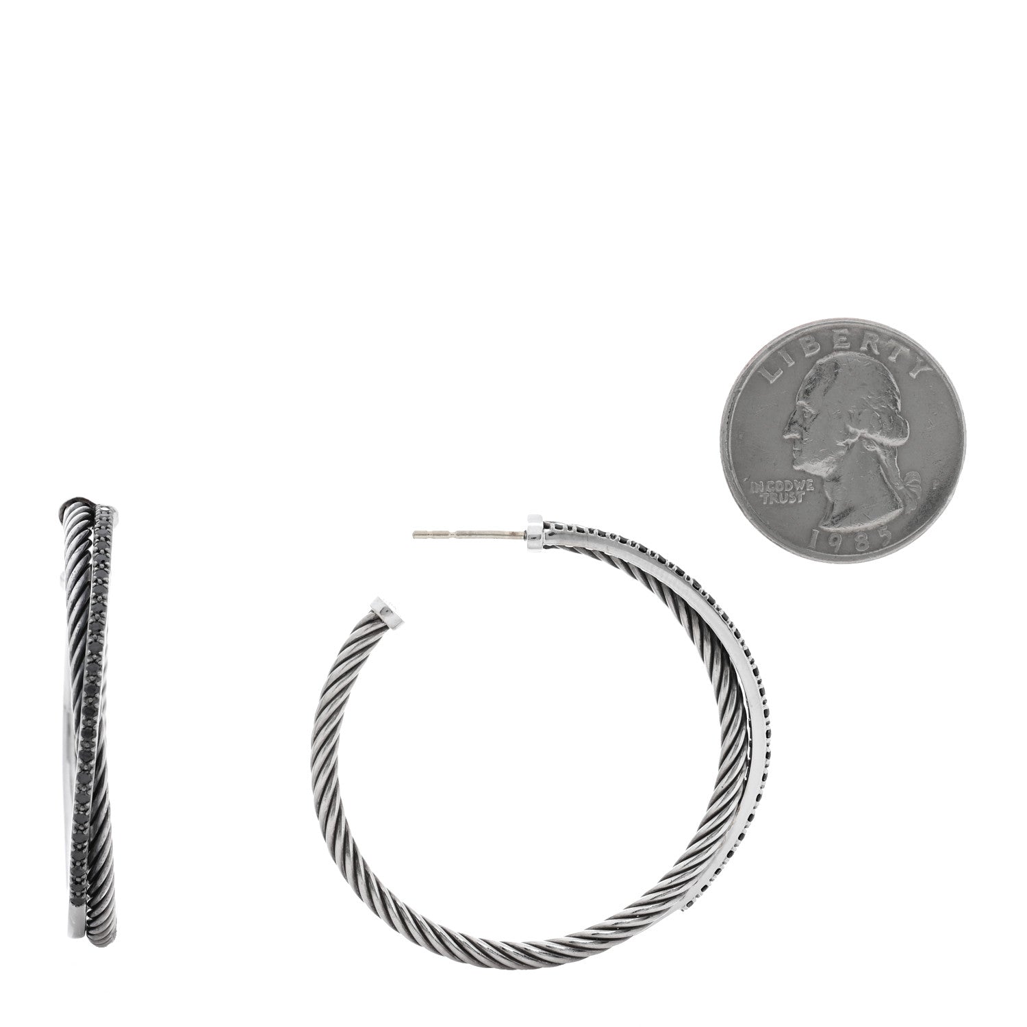 David Yurman Sterling Silver 14K White Gold Black Diamond