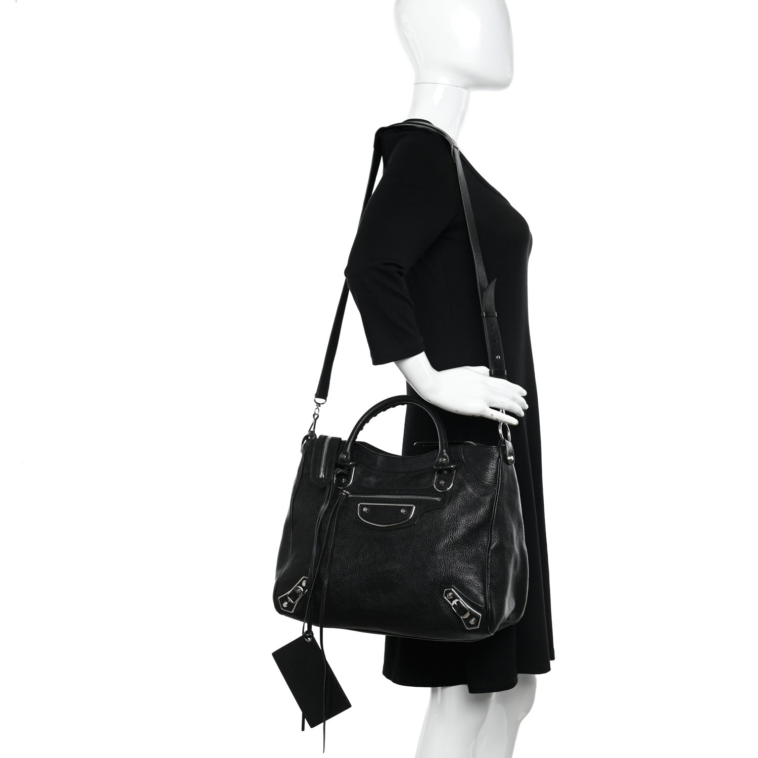 Balenciaga Chevre Silver Metallic Edge Hardware Velo Black 2 of 10