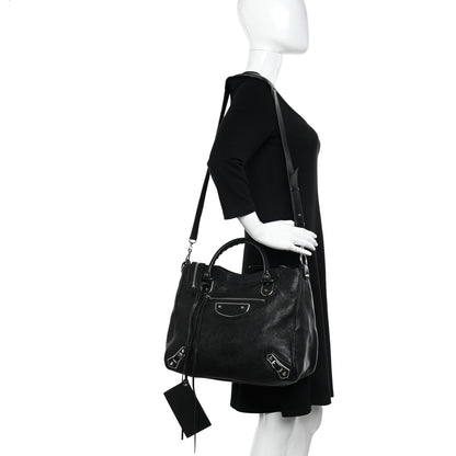 Balenciaga Chevre Silver Metallic Edge Hardware Velo Black 2 of 10