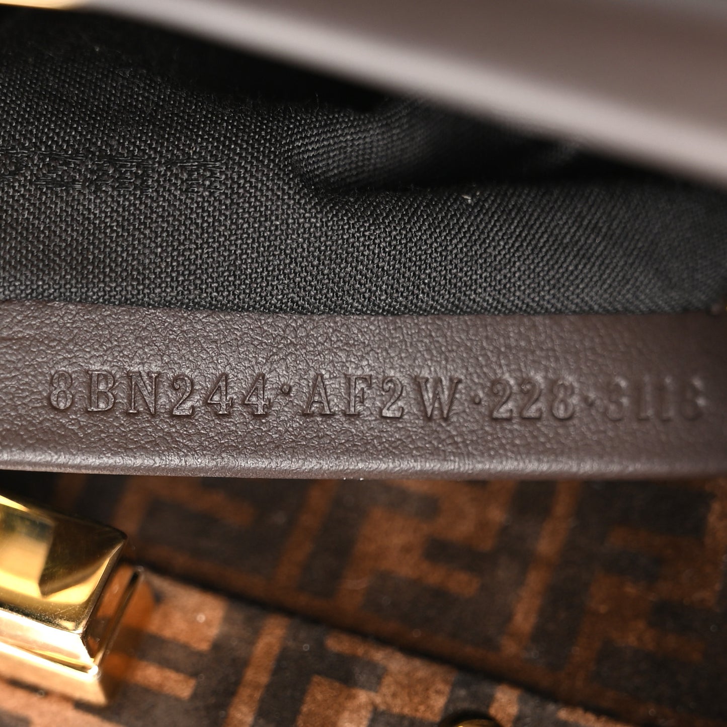 Vitello Seta Suede FF Mini Peekaboo Iconic Satchel Chocolate Sigaro Marrone