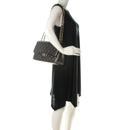 Chanel Metallic Lambskin Quilted Jumbo Double Flap Dark Grey 2 of 8