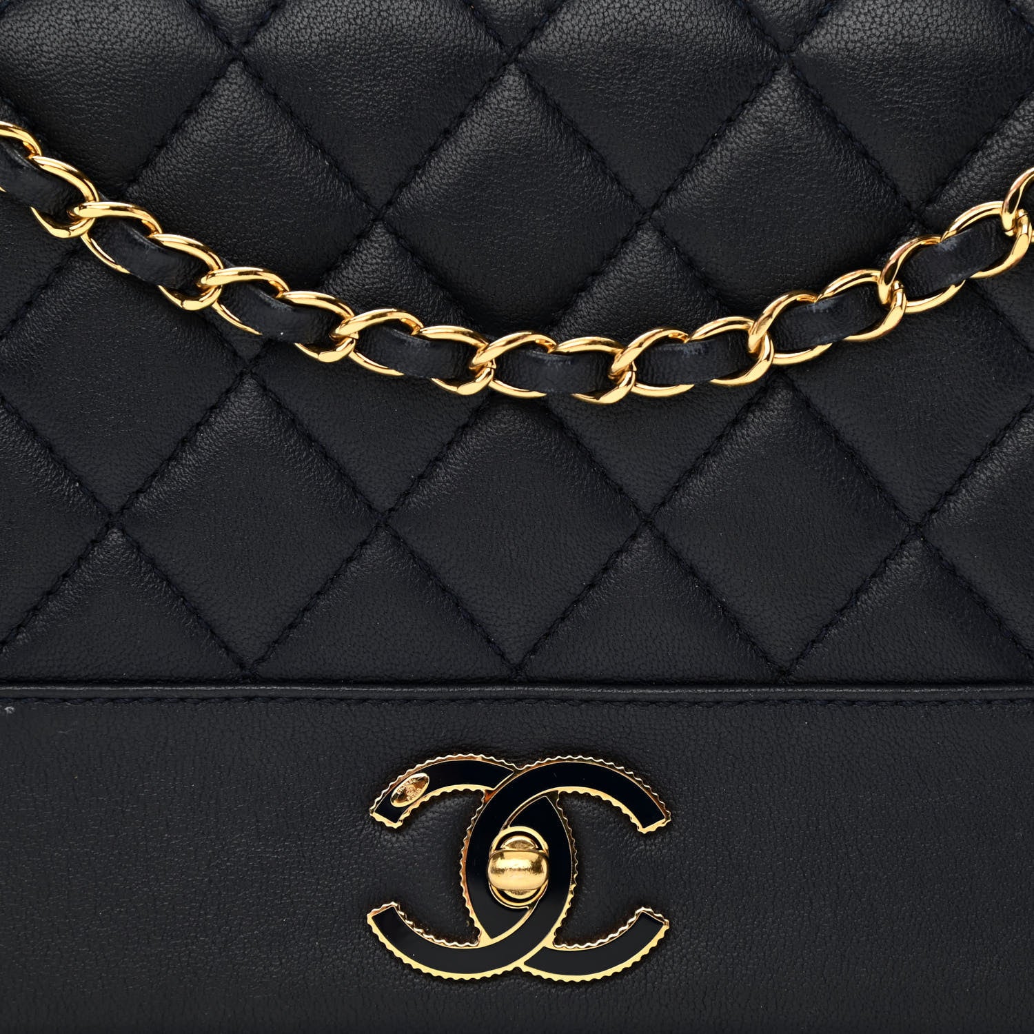 Chanel Sheepskin Quilted Vintage Mademoiselle Flap Navy 9 of 13