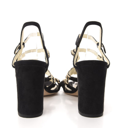 Chanel Suede Chain Sandals 38.5 Black 5 of 11