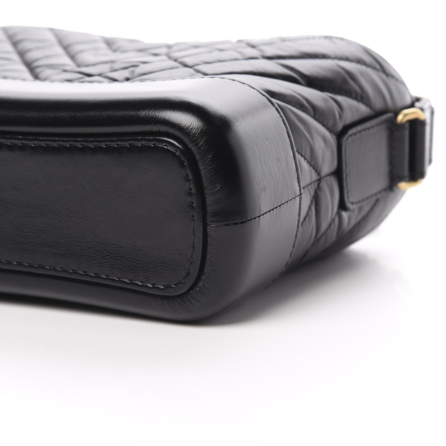 Aged Calfskin Chevron Quilted Small Gabrielle Hobo Black