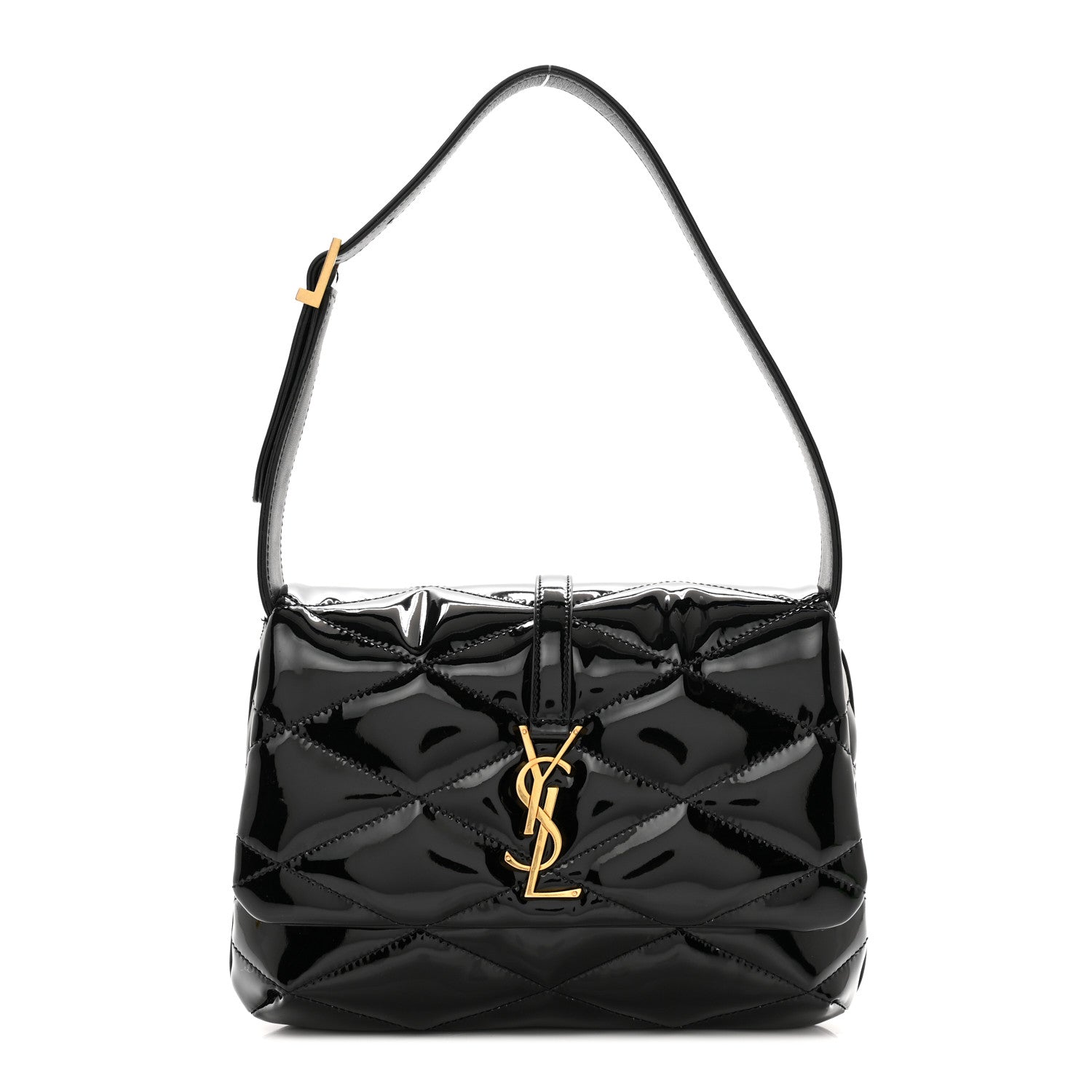 Saint Laurent SAINT LAURENT Patent Quilted Le 57 Diamond Shoulder Bag Black 1 of 13