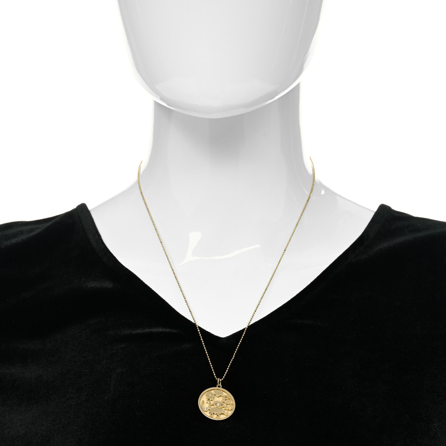 Jennifer Meyer 18K Yellow Gold Diamond Good Luck Pendant Necklace 2 of 7