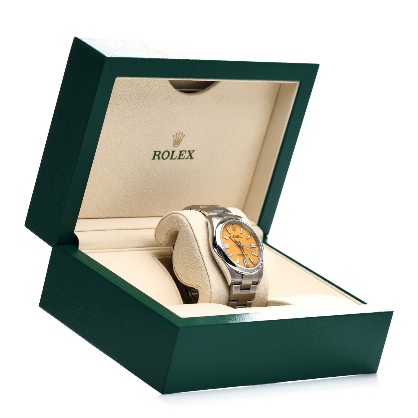 Stainless Steel 41mm Oyster Perpetual Watch Yellow 124300