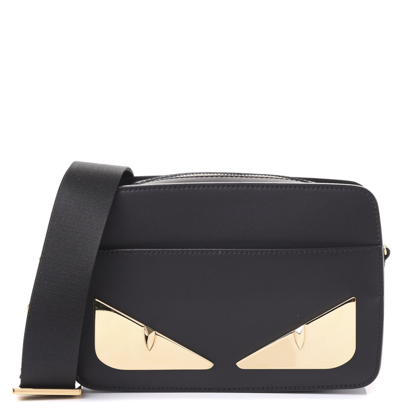 Fendi Vitello Metal Monster Eyes Messenger Bag Black 582827