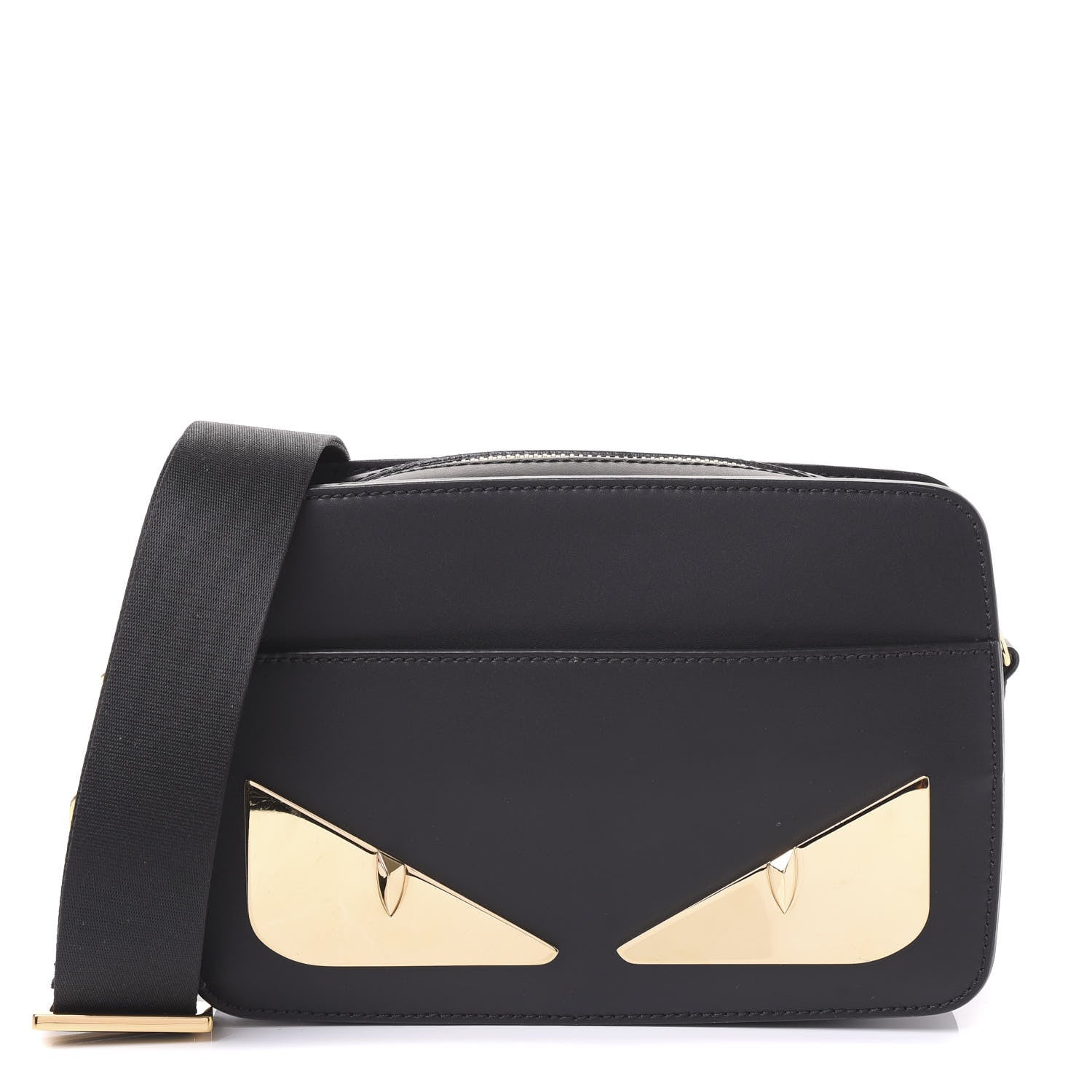 Fendi Vitello Metal Monster Eyes Messenger Bag Black 1 of 8