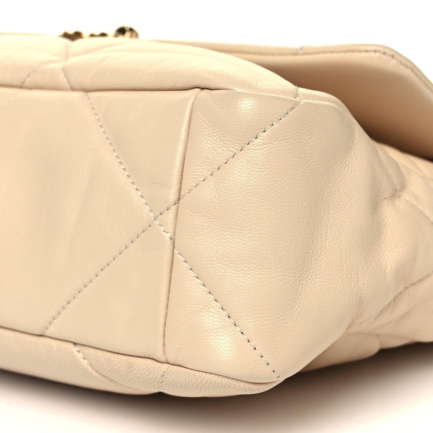 Lambskin Quilted Large Chanel 19 Flap Dark Beige