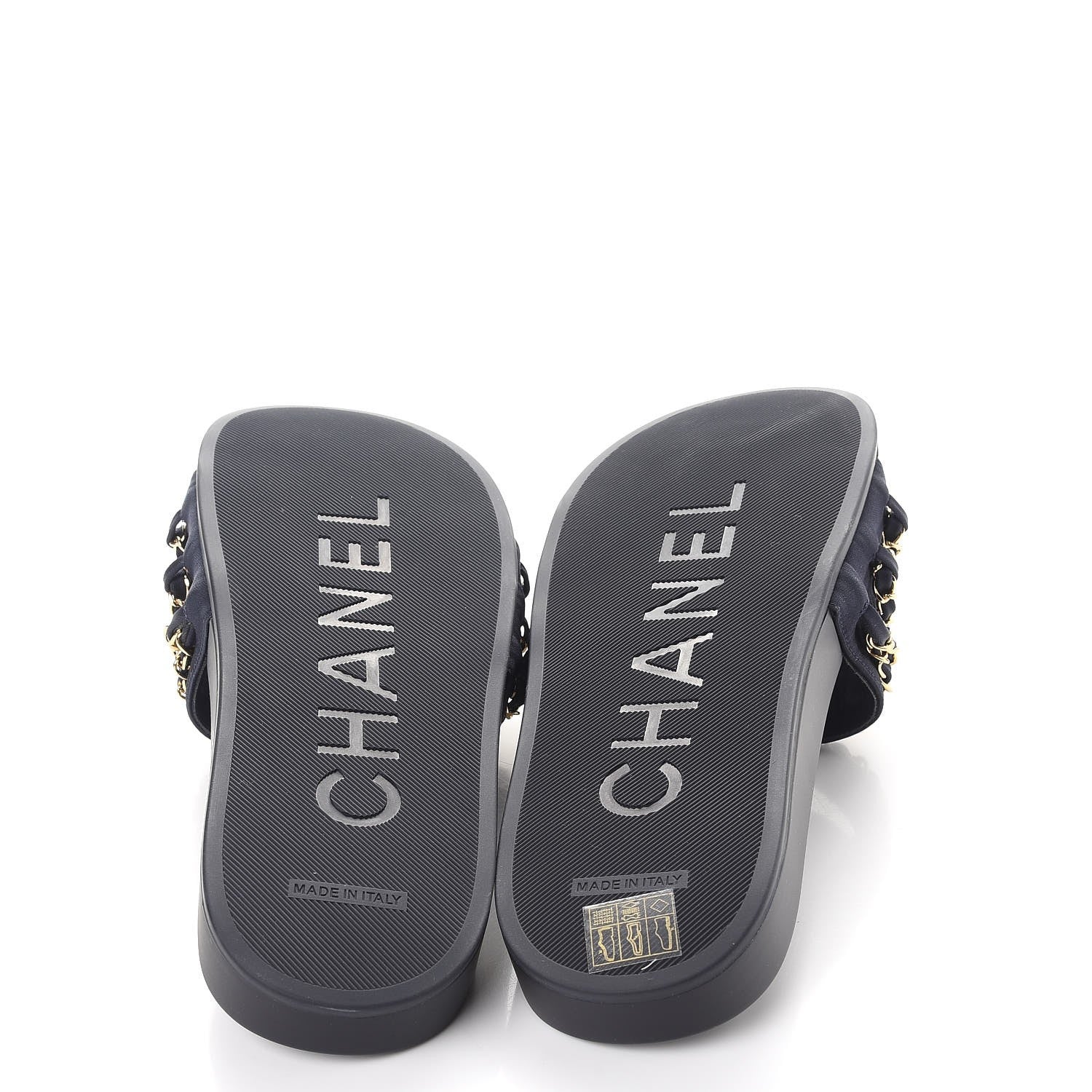 Chanel Lambskin Canvas Chain Flat Sandals 41 Marine 5 of 11