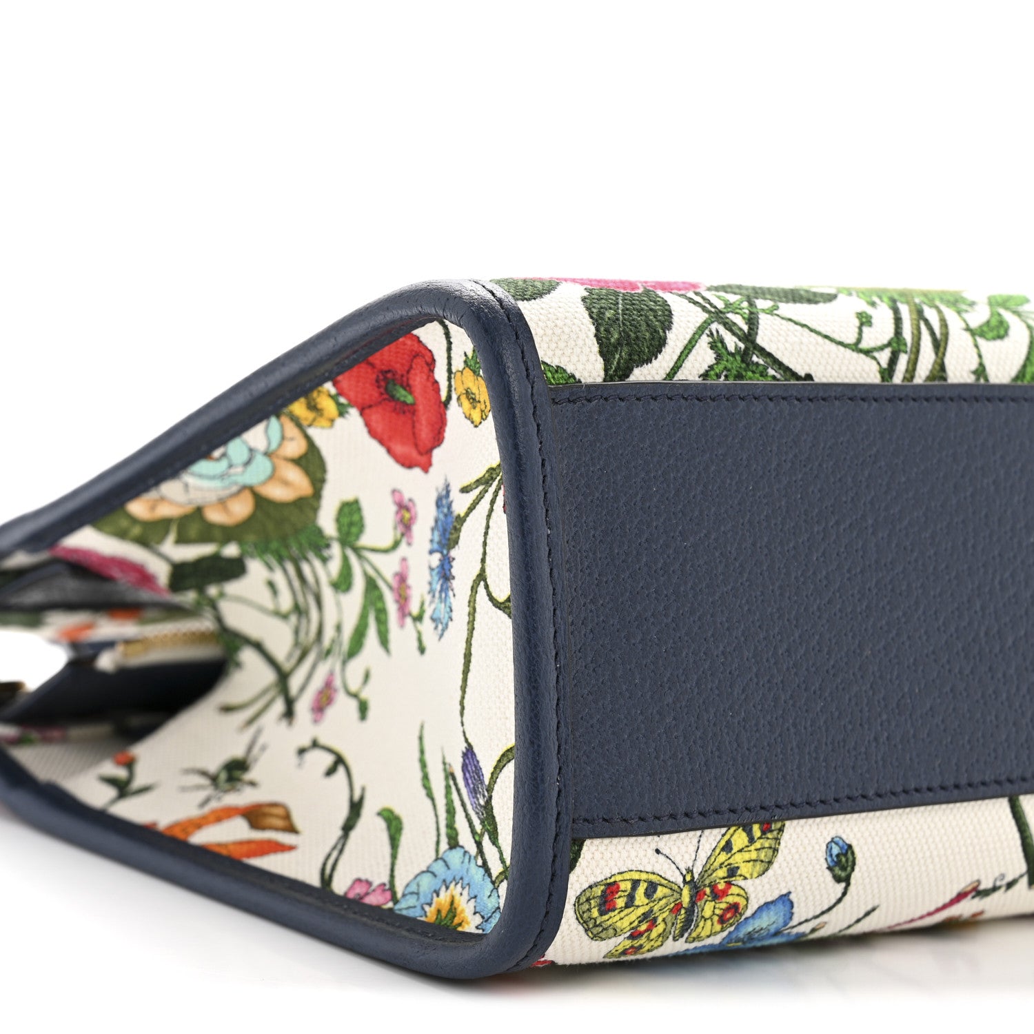Gucci Canvas Medium Flora Tote White Multicolor Blue Agata 9 of 12