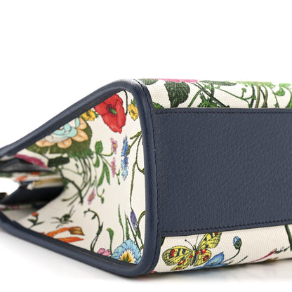 Gucci Canvas Medium Flora Tote White Multicolor Blue Agata 9 of 12