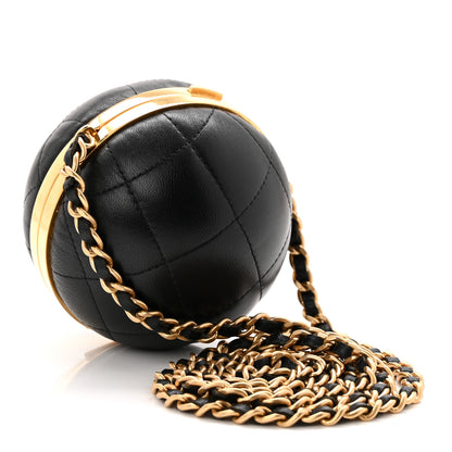 Chanel Lambskin Quilted Sphere Minaudiere Chain Clutch Black 3 of 10