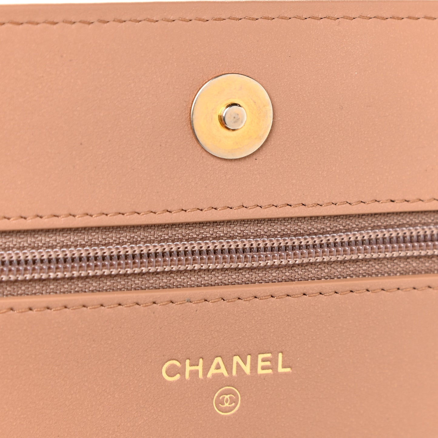 Caviar Chevron Quilted Boy Wallet On Chain WOC Dark Beige