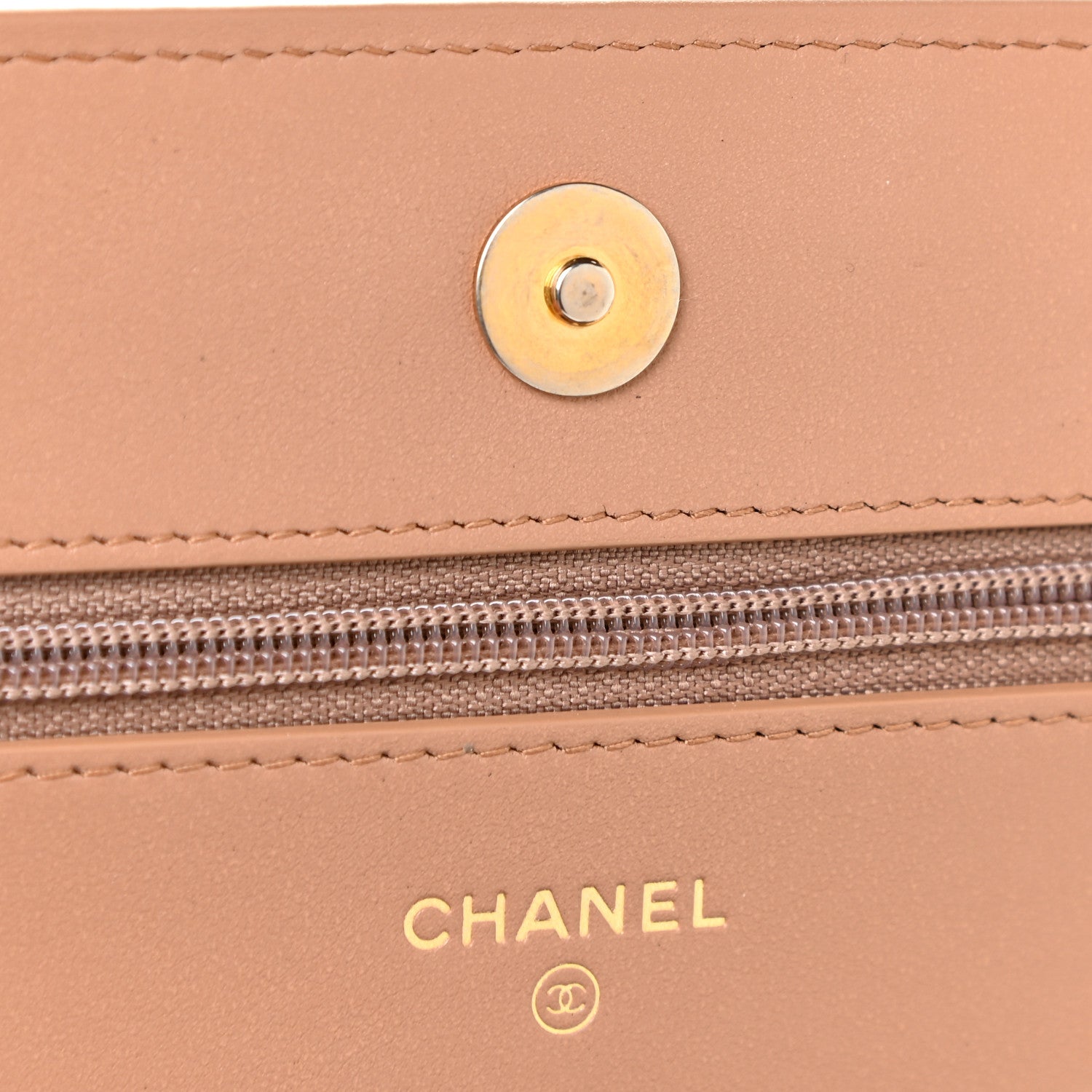 Chanel Caviar Chevron Quilted Boy Wallet On Chain WOC Dark Beige 6 of 11