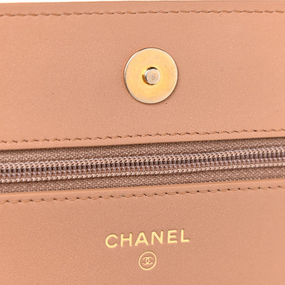 Chanel Caviar Chevron Quilted Boy Wallet On Chain WOC Dark Beige 6 of 11