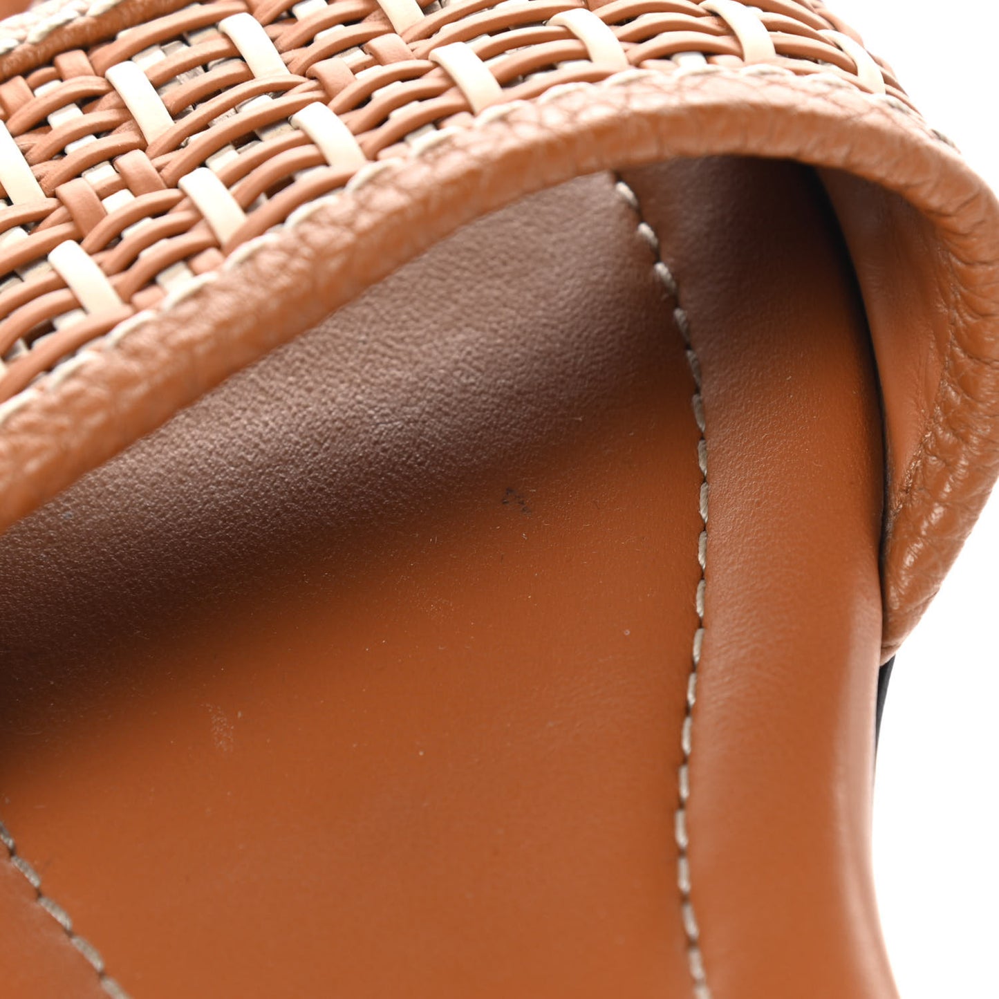 Calfskin FF Flat Sandals 38.5 Brandy Camelia Naturale
