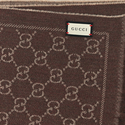 Gucci Wool Jacquard GG Monogram Sten Fringe Scarf Light Brown 3 of 4