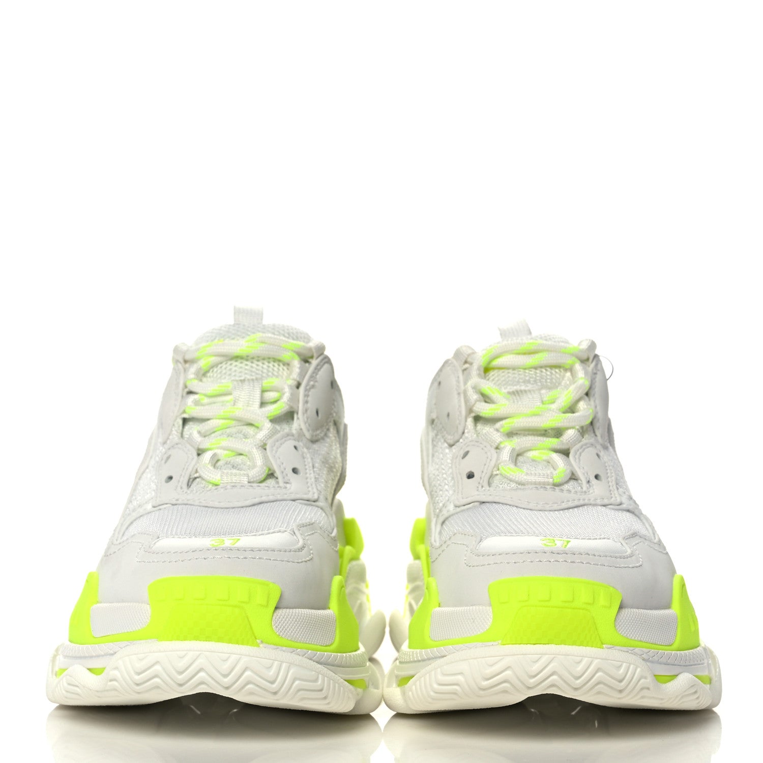 Balenciaga Fabric Mesh Womens Triple S Sneakers 37 Fluo Yellow White Grey 2 of 7