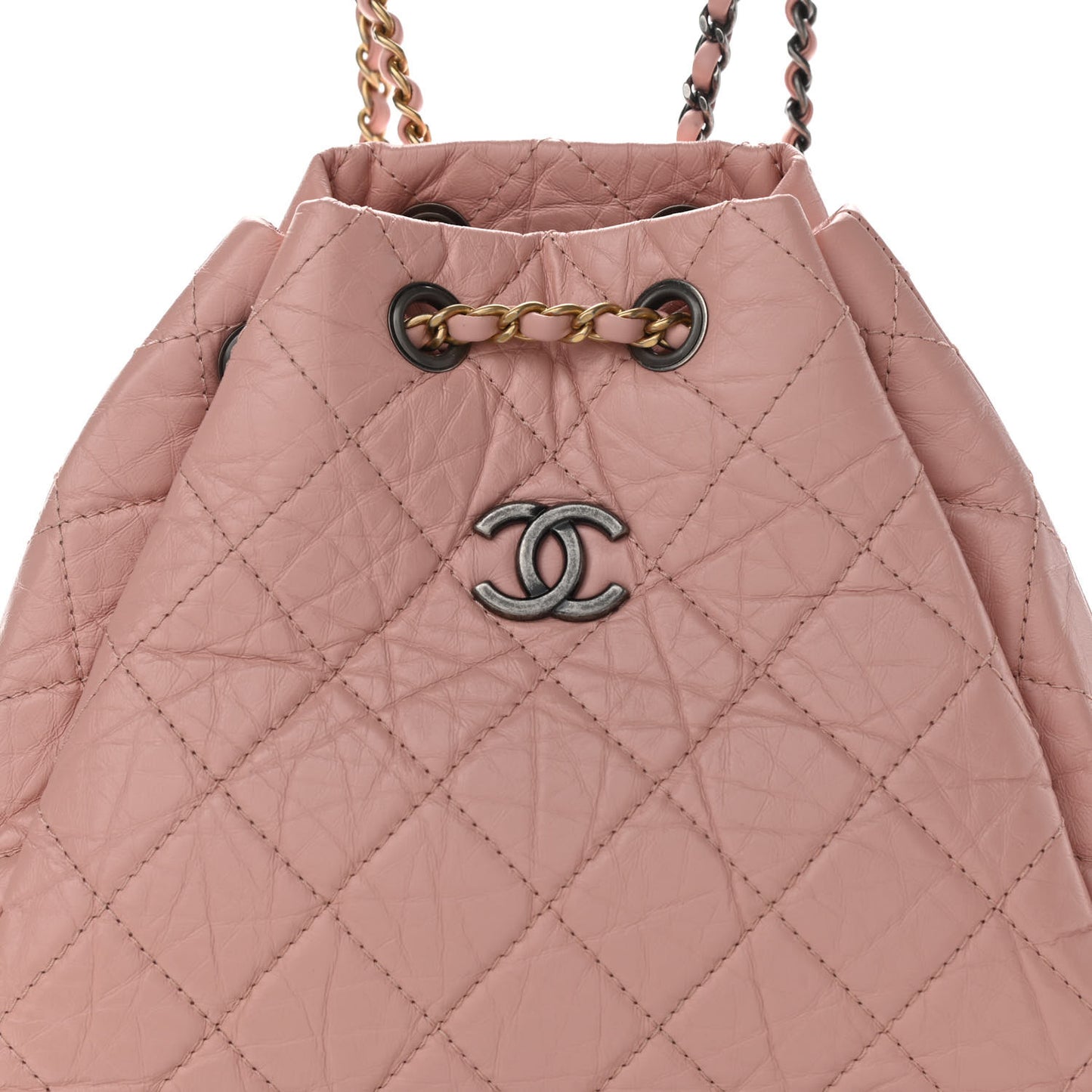 Aged Calfskin Quilted Small Gabrielle Backpack Pink