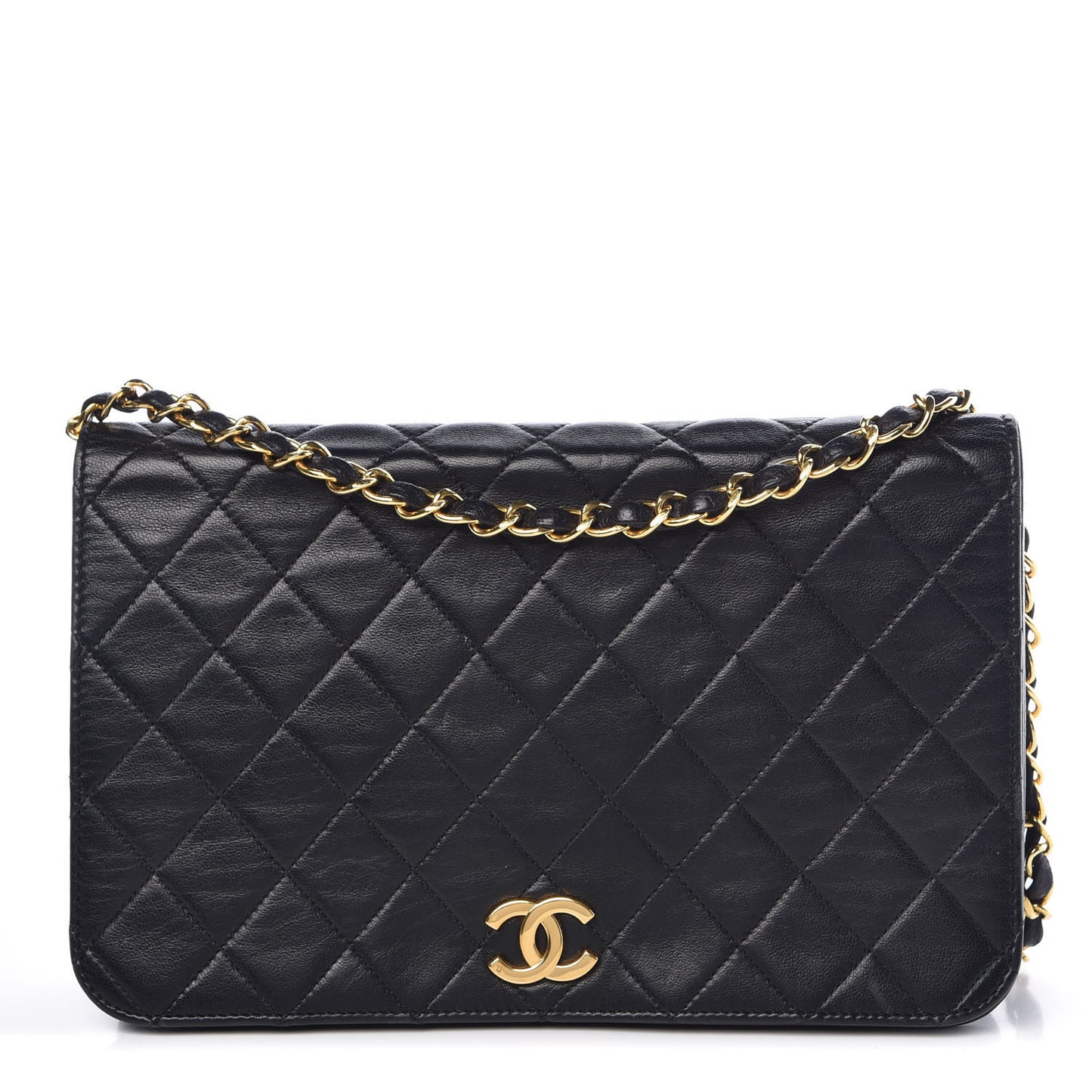 Lambskin Quilted Small Single Flap Black
