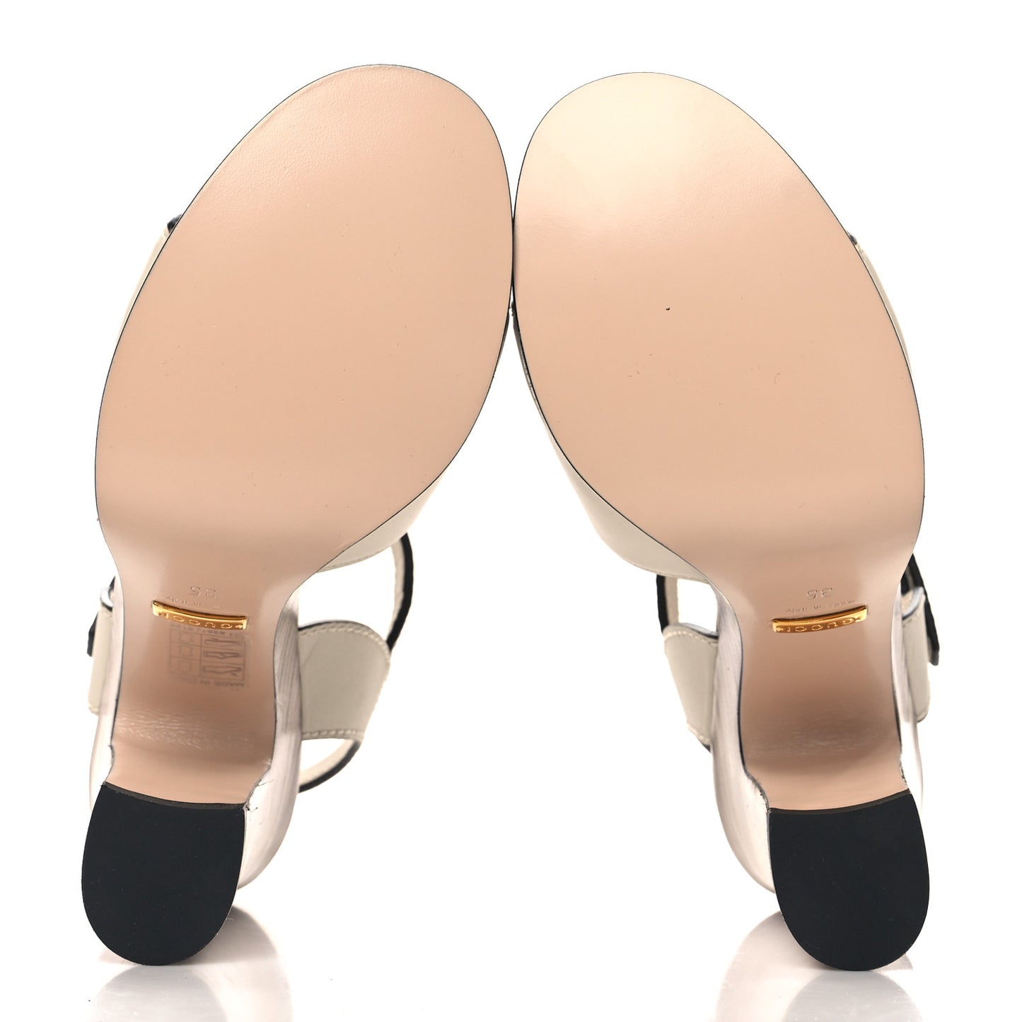 Cosmos Softy Calfskin Wooden Interlocking G Cut-Out 30/120mm Platform Sandals 35 Mystic White