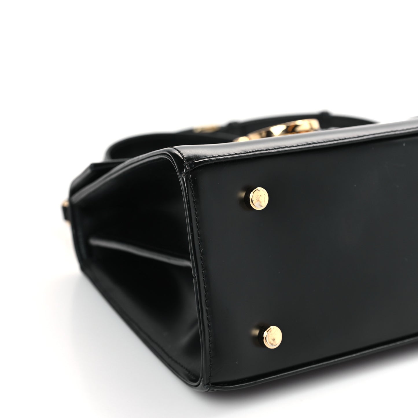 Brushed Off Calfskin Iconic Large Top Handle Bag Black