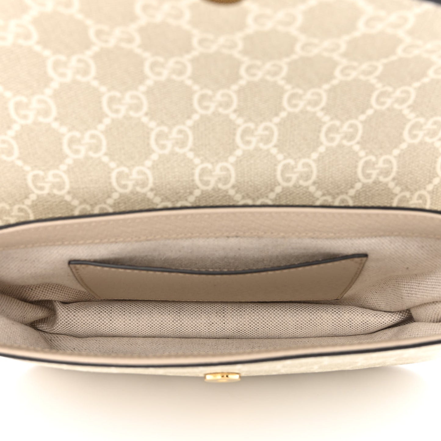 GG Supreme Monogram Textured Dollar Calfskin Web Mini Ophidia Envelope Shoulder Bag Beige Mystic White Oatmeal