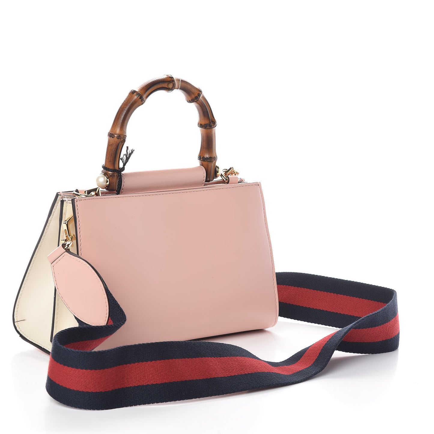 Nappa Bamboo Web Mini Nymphaea Top Handle Bag Perfect Pink Mystic White