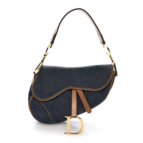 Denim Calfskin Saddle Bag Blue