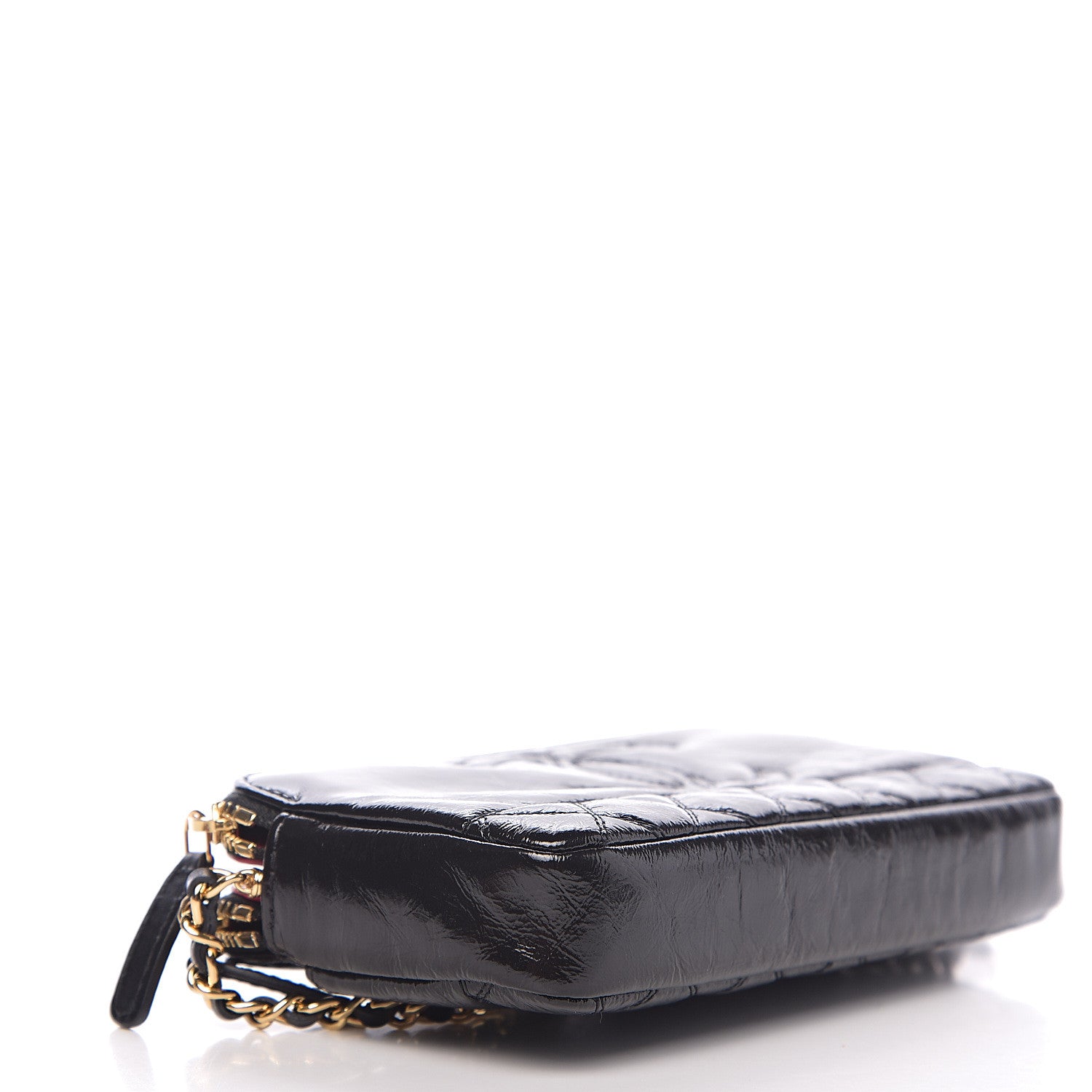 Chanel Glazed Aged Calfskin Quilted CC Small Clutch With Chain Black 3 of 10