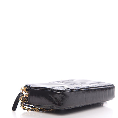 Chanel Glazed Aged Calfskin Quilted CC Small Clutch With Chain Black 3 of 10