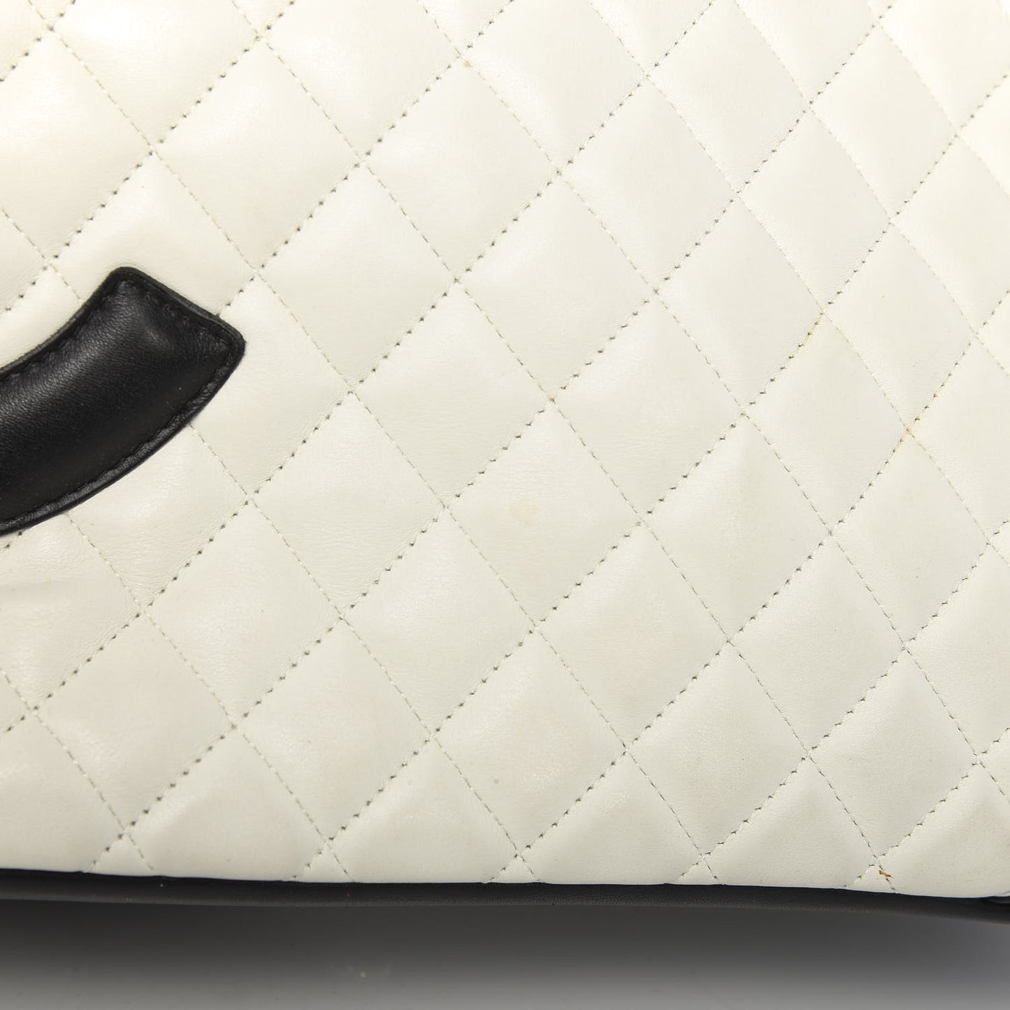 Calfskin Quilted Large Cambon Tote White Black
