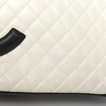 Chanel Calfskin Quilted Large Cambon Tote White Black 10 of 13