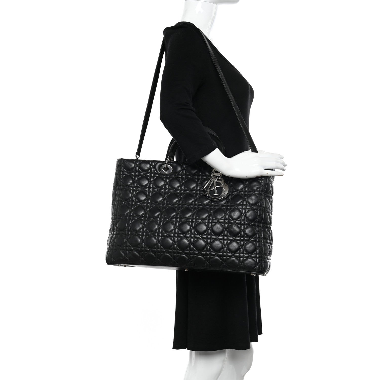 Christian Dior Lambskin Cannage XL Lady Dior Black 2 of 16