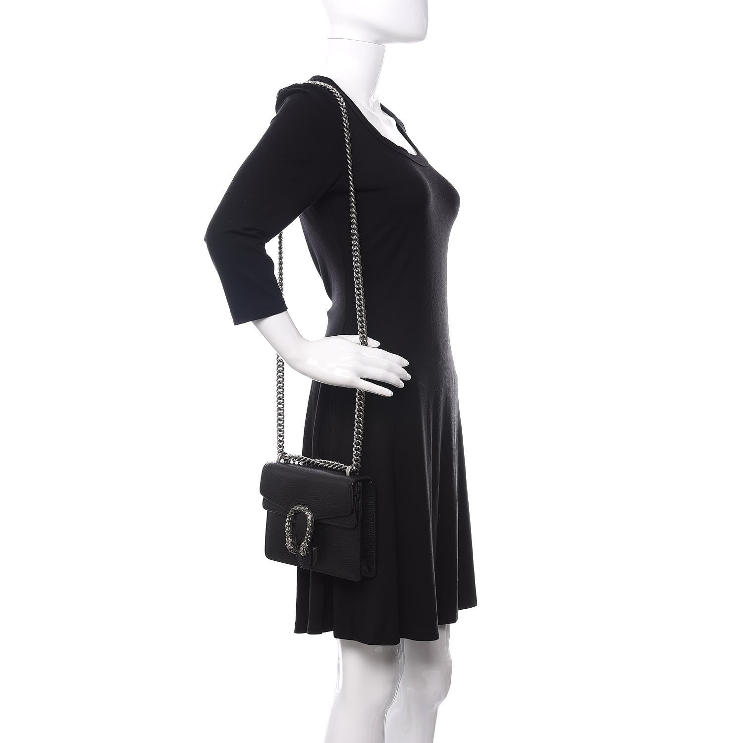 Gucci Calfskin Mini Dionysus Shoulder Bag Black 2 of 12
