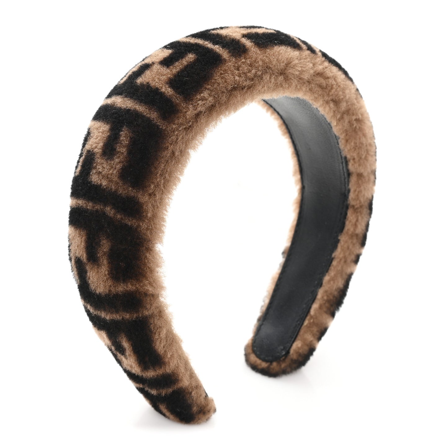 Shearling FF Logo Headband Tobacco